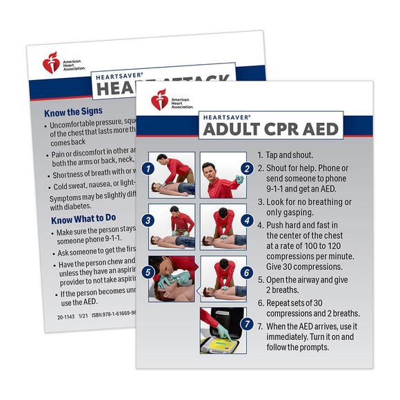 2020 AHA Heartsaver® Adult CPR AED Wallet Card Set
