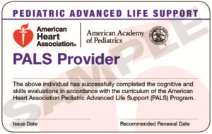 Pediatric Advanced Life Support (PALS) Provider Certification Card