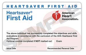 Heartsaver® First Aid Course Completion eCard- 20-3005